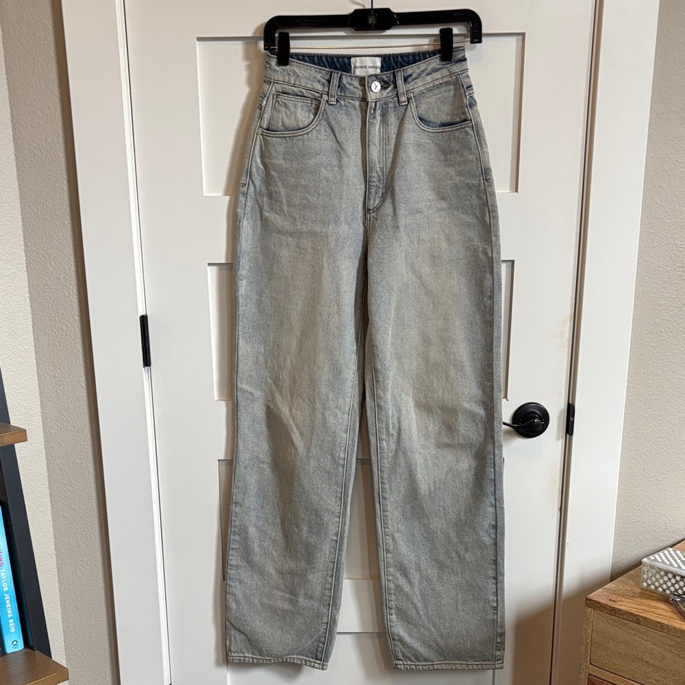 Abrand Light Gray High-Rise Straight Leg Jeans